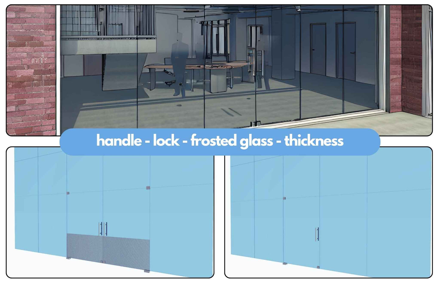Frameless Curtain Wall Panel Glass Door