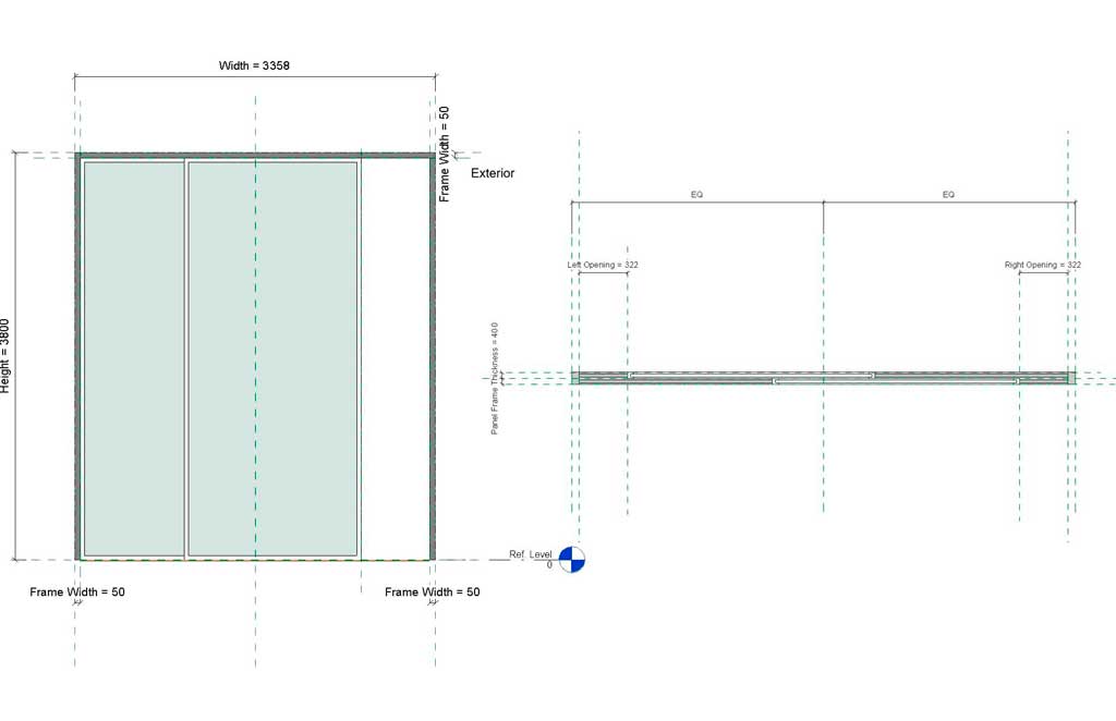 Double Sliding Door Curtain Wall Panel