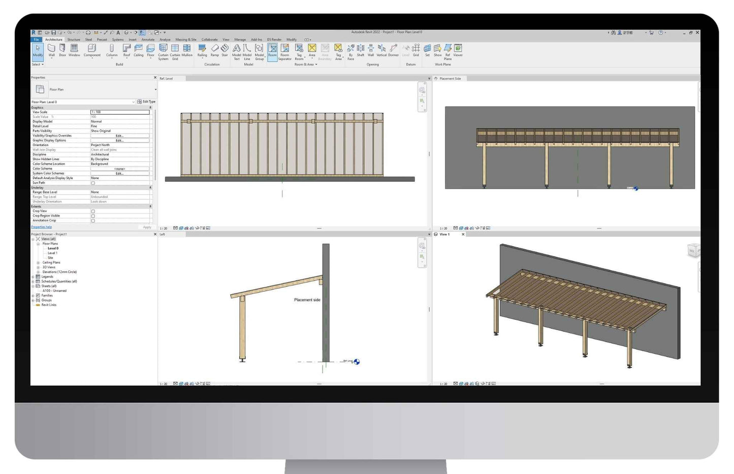 Wall Mounted Parametric Wooden Pergola
