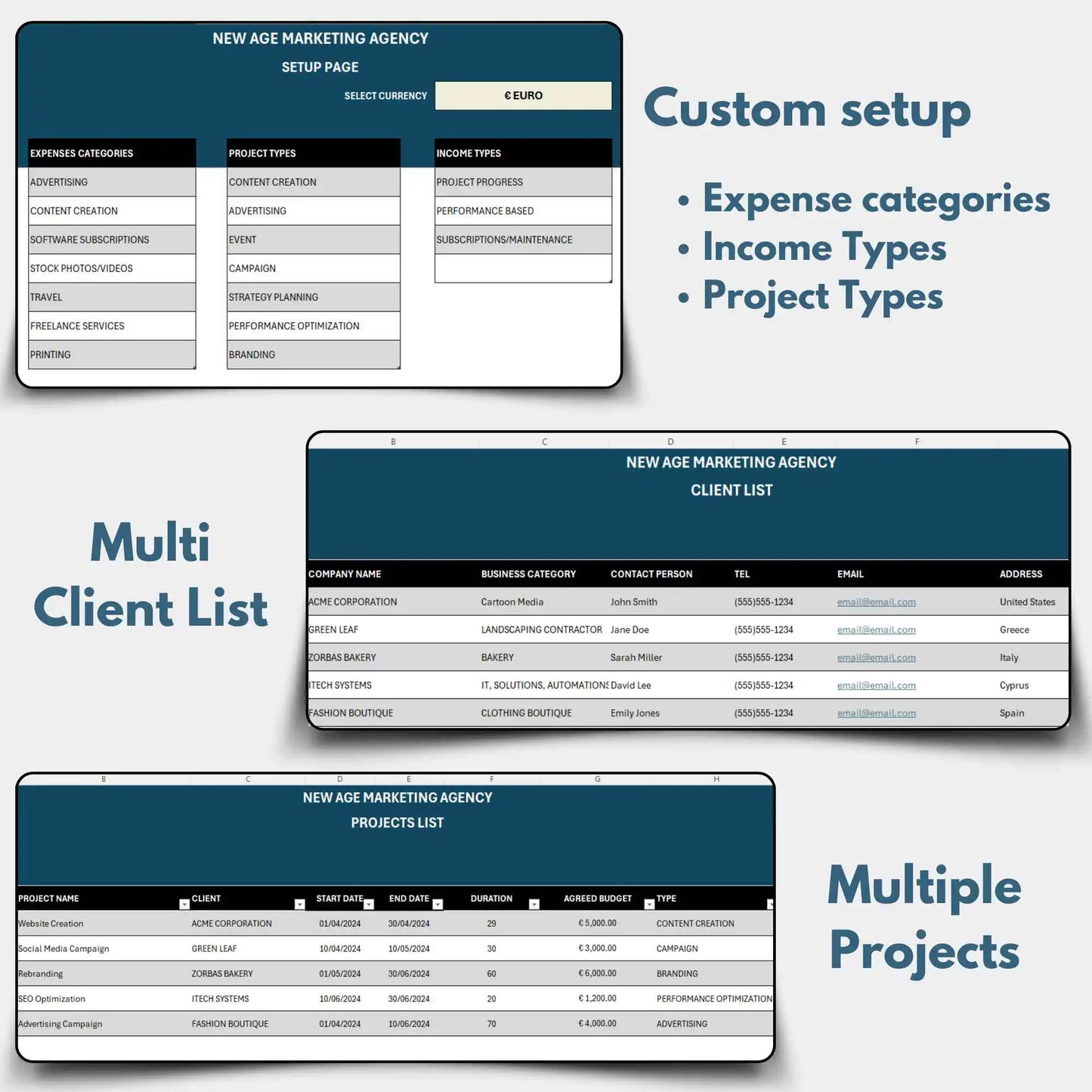 Project Financials Profit Tracker Excel Template