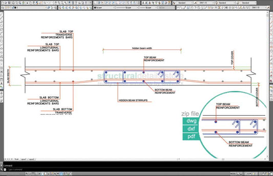 Slab Hidden Beam Reinforcement Cross Section Detail