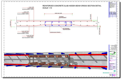 Slab Hidden Beam Reinforcement Cross Section Detail