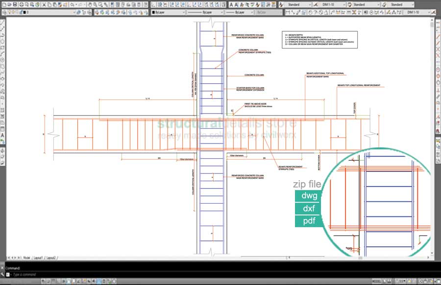 Internal Column Beam Frame Support Detail