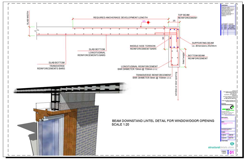 Reinforcement Detail of a Downstand Concrete Beam-Lintel for Door Window Opening