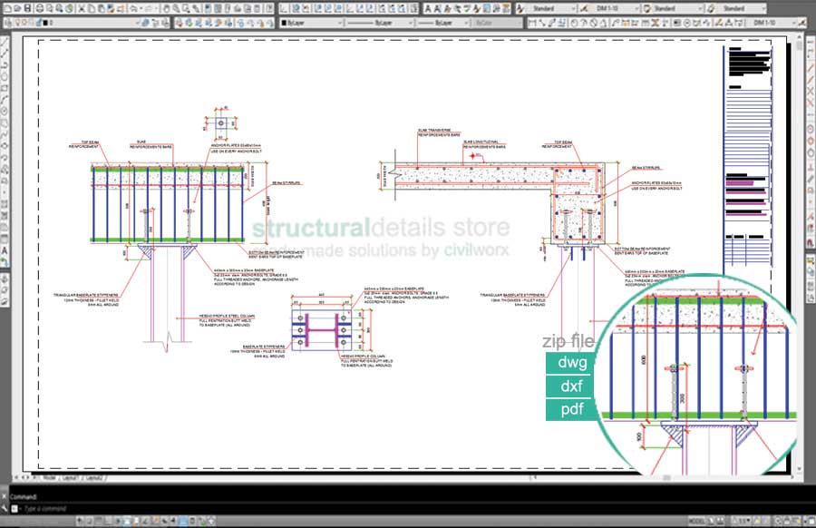 Reinforced Concrete Beam Direct Steel Column Exposed Support