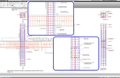 Reinforced Concrete Beam Connection to Composite Column Detail