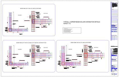 L corner reinforced concrete beam column connection details