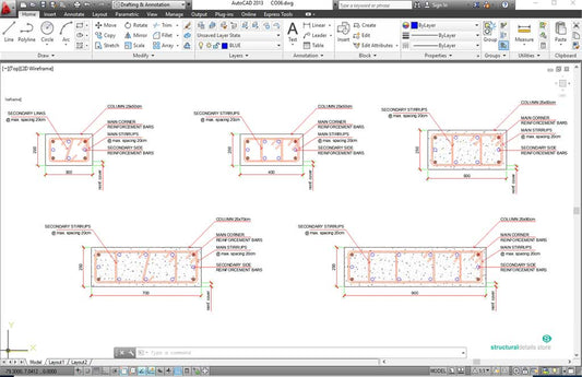 Rectangular Reinforced Concrete Column Section Details