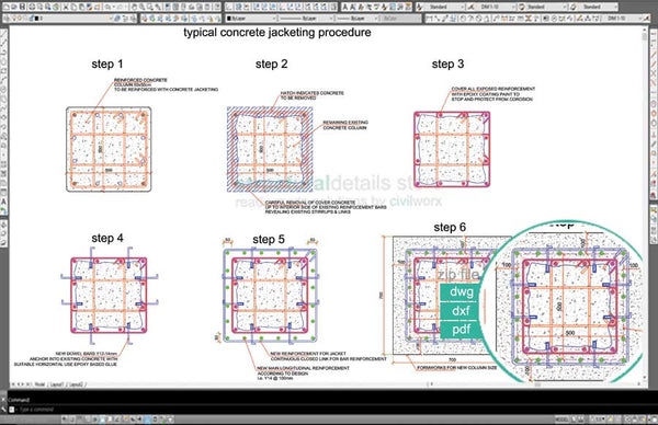 Column Jacket Reinforced Concrete Column Jacketing CAD Detail -structuraldetails