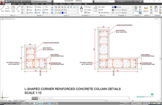 L Shaped Corner Column Reinforcement Details