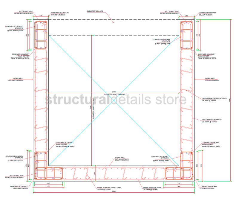 Elevator Shaft Reinforced Concrete Shear Wall Details