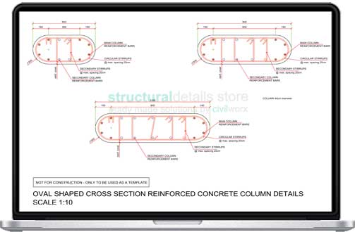 Oval Shaped Reinforced Concrete Column Details