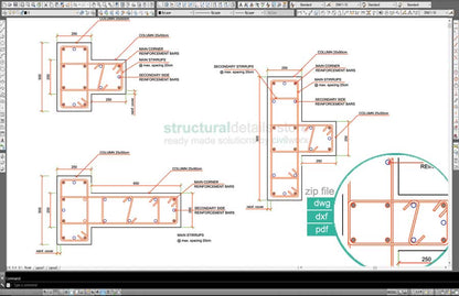 Complete Reinforced Concrete Columns Cross Section Details