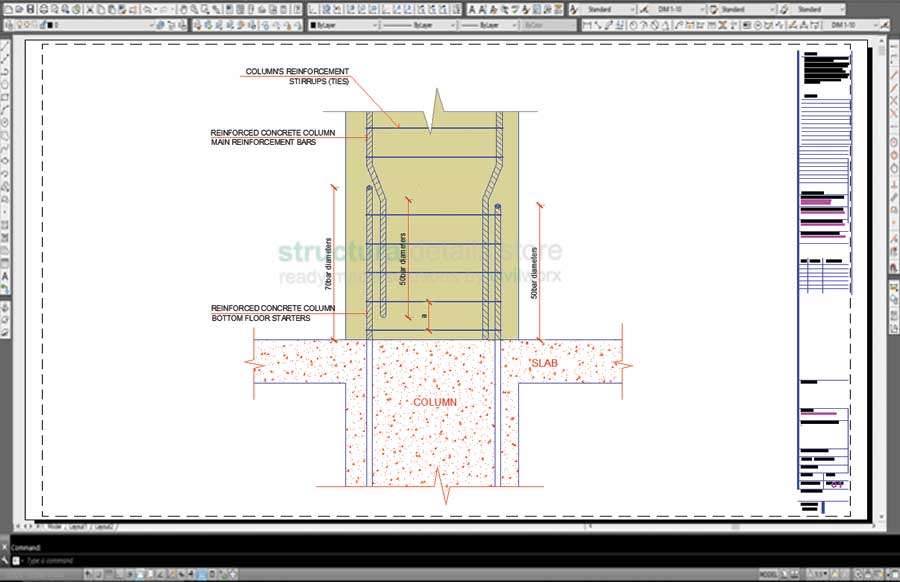 Reinforced Concrete Column Floor to Floor Typical Connection Detail