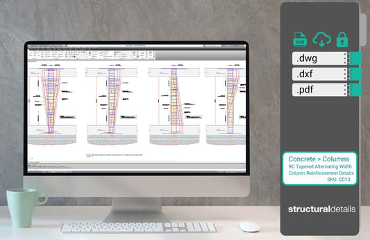 Reinforced Concrete Tapered Alternating Width Variable Size Column Details