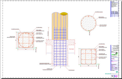 Square to Circular Section Column Connection Detail