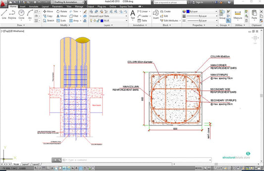 Square to Circular Section Column Connection Detail