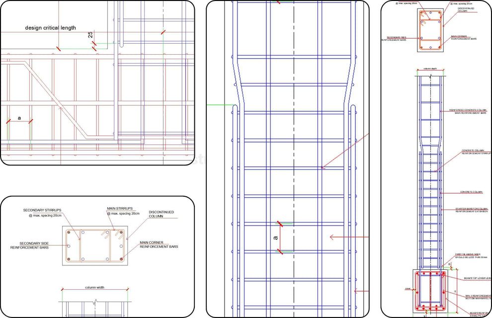 Discontinued Concrete Column Supported on Beam CAD Detail ...
