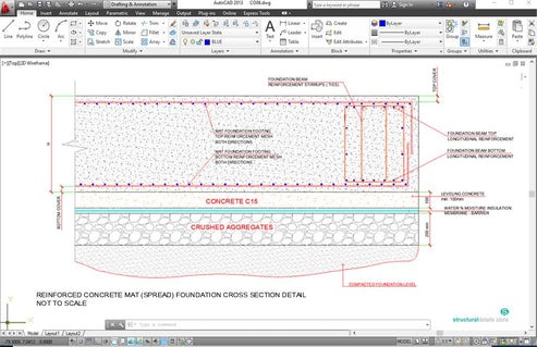 Mats Structural Design Mat Spread Foundation CAD detailed drawing - structuraldetails