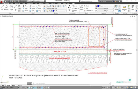 Mat Spread Foundation Cross Section Detail