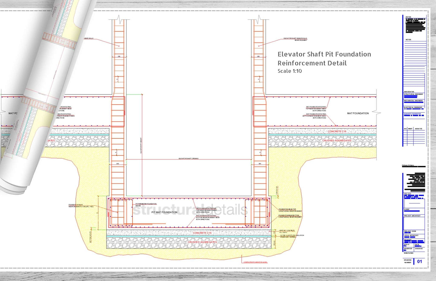Elevator Shaft Pit Foundation Reinforcement Detail