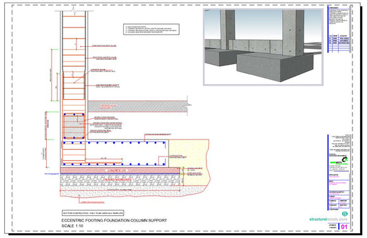 Eccentric Footing Foundation Column Support Detail