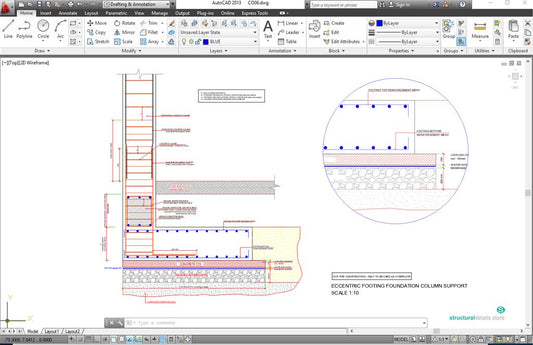 Eccentric Footing Foundation Column Support Detail