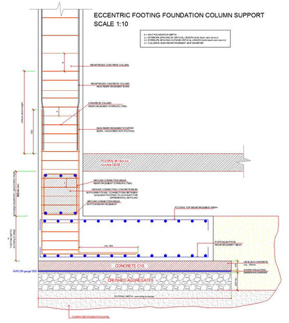 Eccentric Footing Foundation Column Support Detail