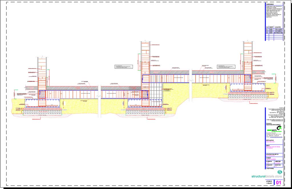 Stepped Reinforced Concrete Foundation Footings Detail