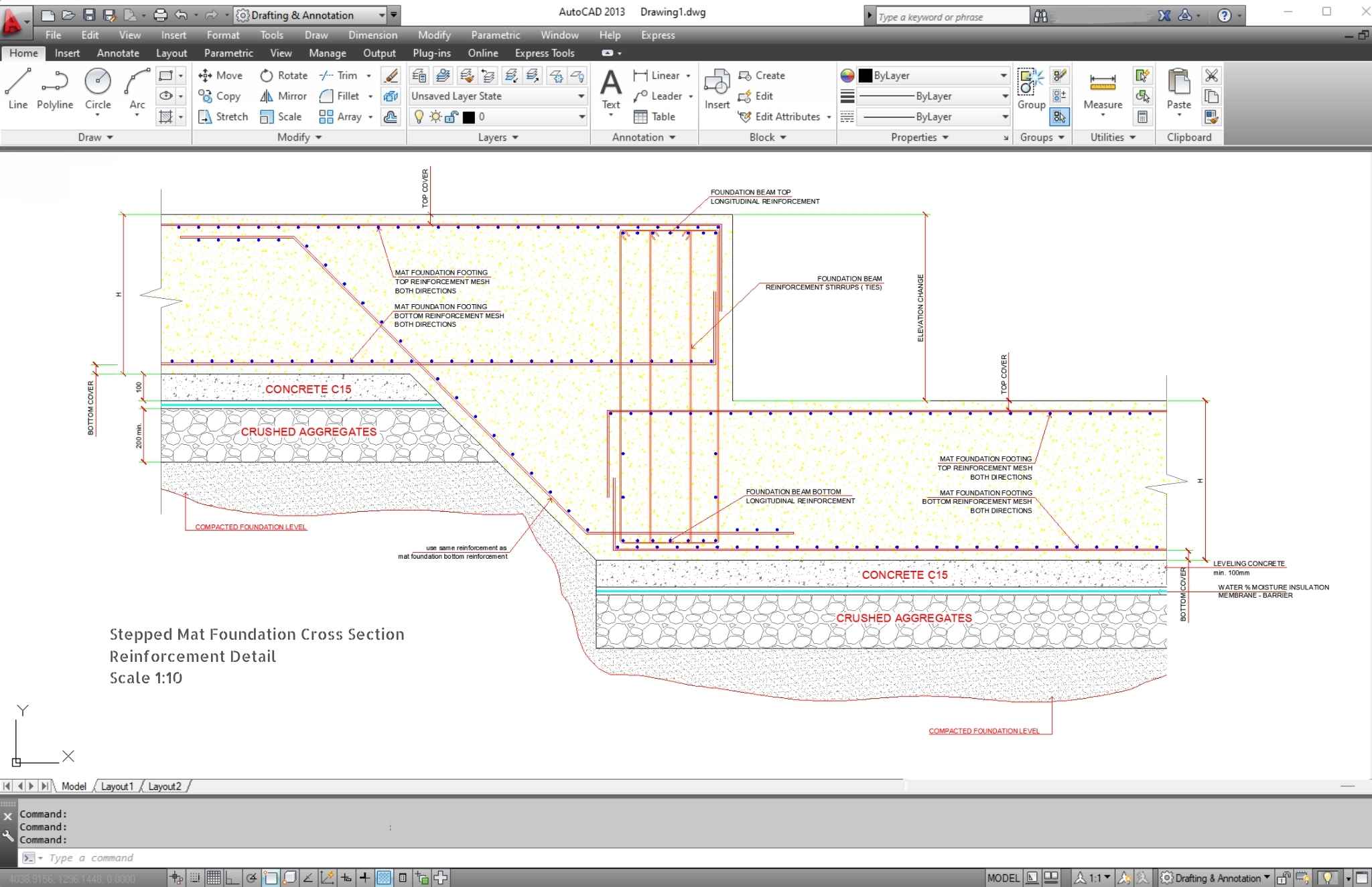 Mats Structural Design Stepped Reinforced Concrete Mat Spread Foundation Detail ...