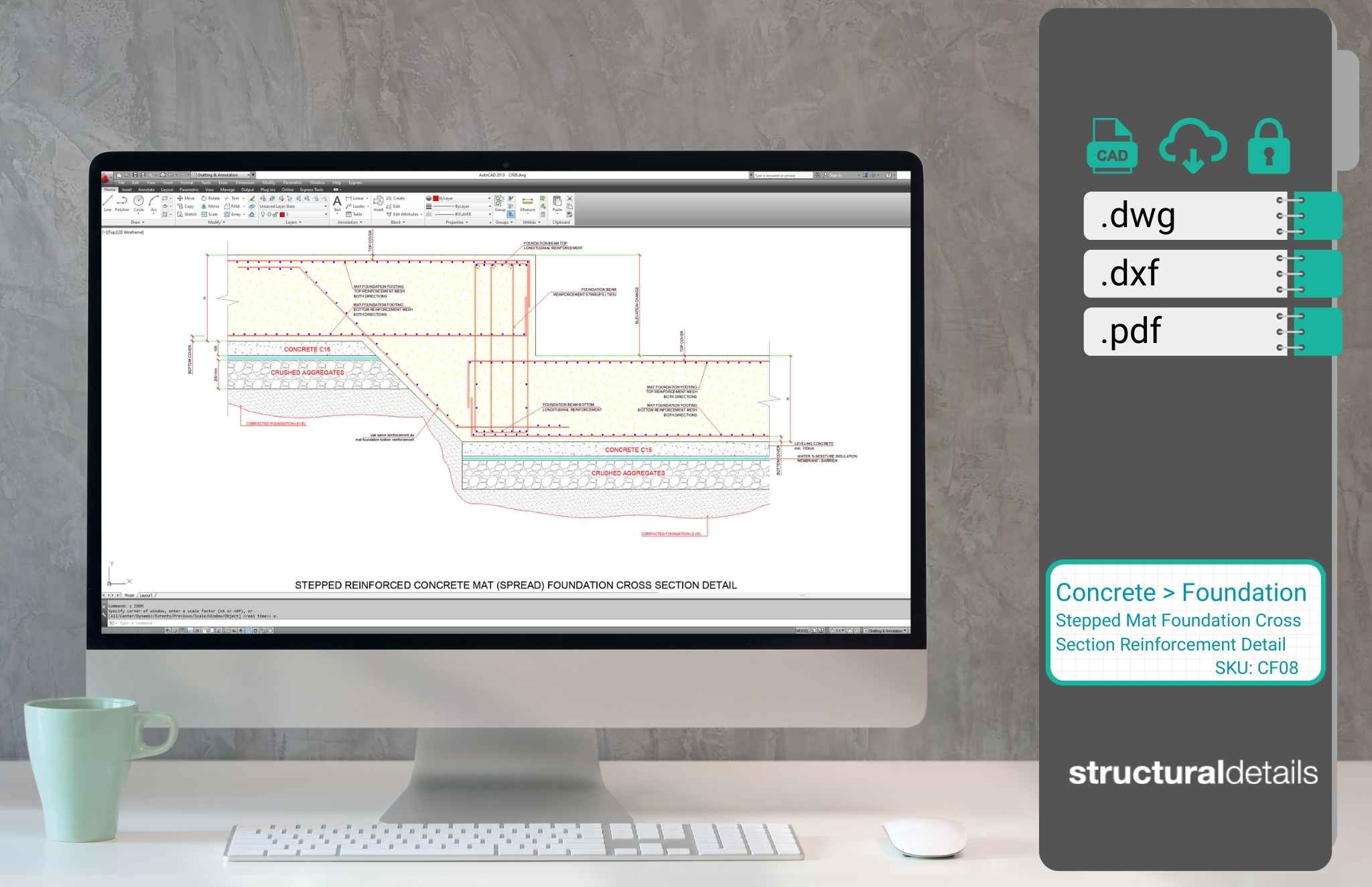 Mats Structural Design Stepped Reinforced Concrete Mat Spread Foundation Detail ...
