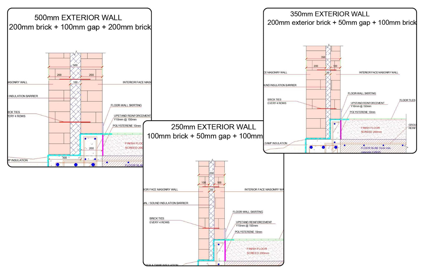 Exterior Masonry Brick Wall Foundation Detail