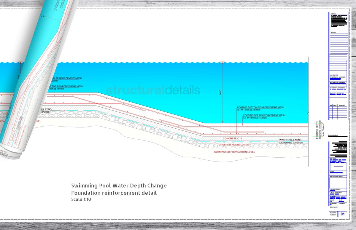 Swimming Pool Section Dwg Deck And Infinity Pool Detail In AutoCAD