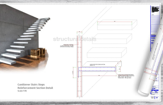 Cantilever Stairs Steps Cross Section Reinforcement Detail