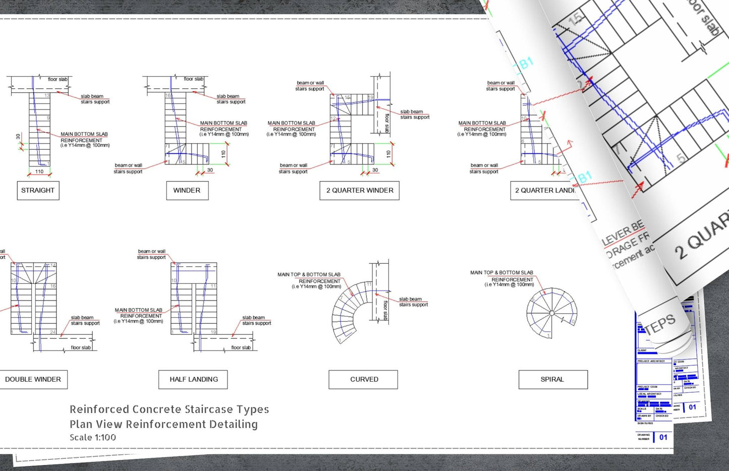 Reinforced Concrete Stairs Bundled Complete Set of Details