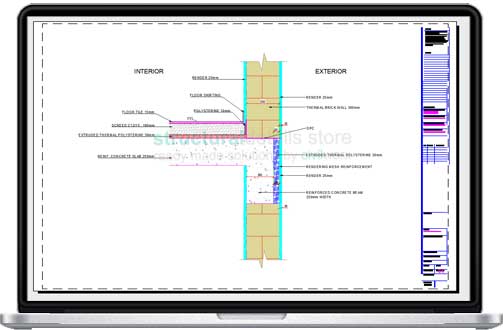 Reinforced Concrete Slab Beam Exterior Brick Wall Thermal Insulation Detail