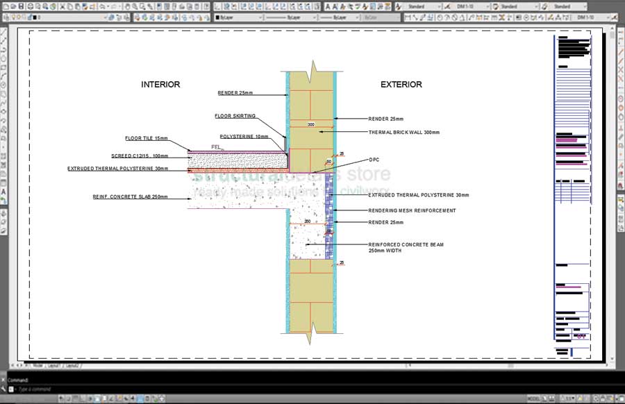 Reinforced Concrete Slab Beam Exterior Brick Wall Thermal Insulation Detail