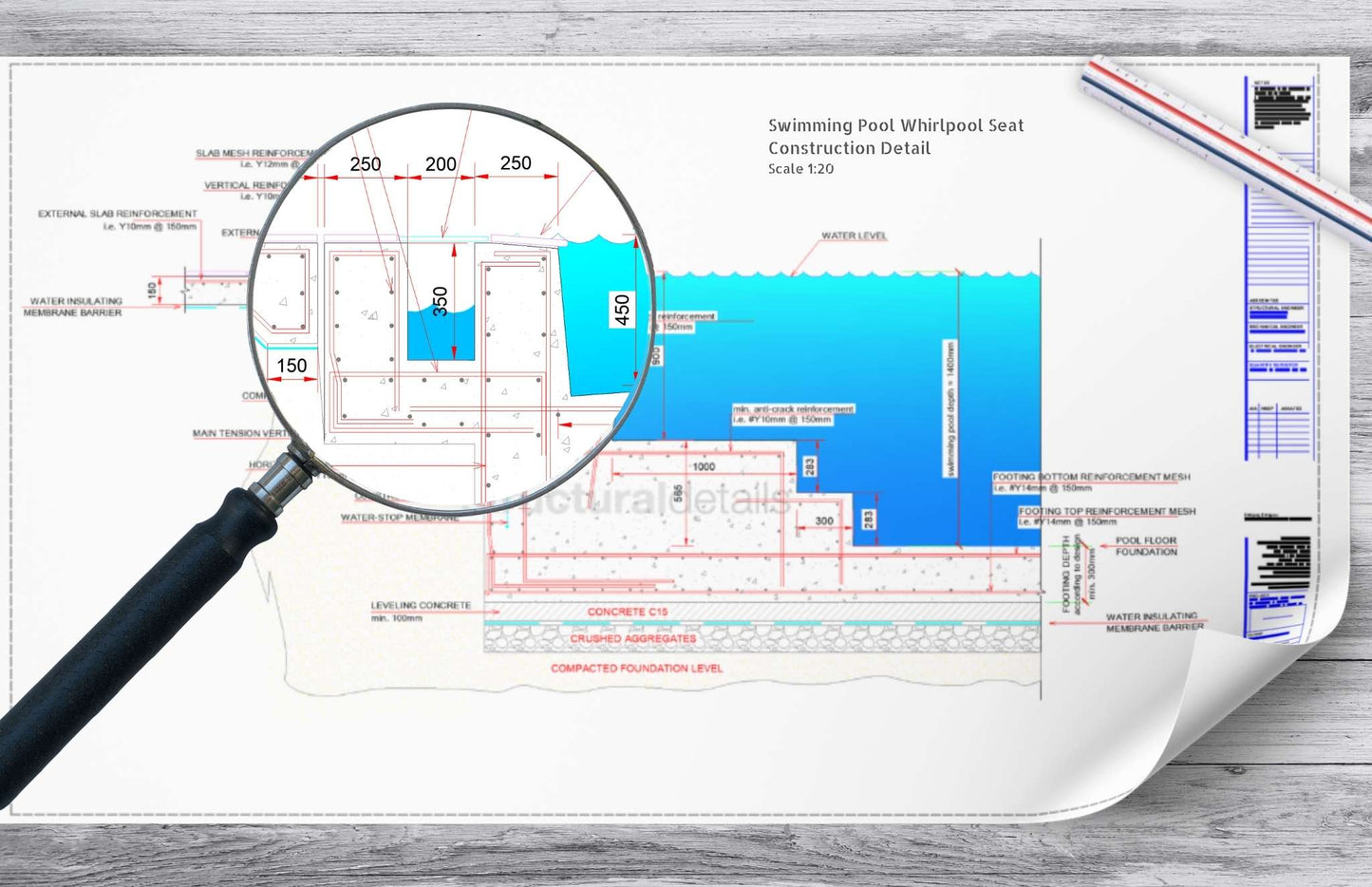 Swimming Pool Jacuzzi Seat Construction Detail