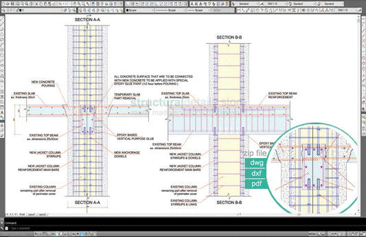 Continuous Floor to Floor Column Jacketing Reinforcement Detail