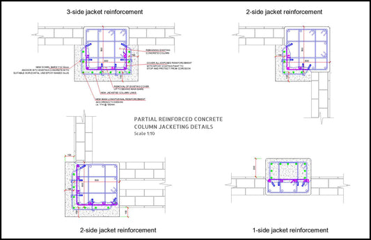 Partial Reinforced Concrete Column Jacketing Details