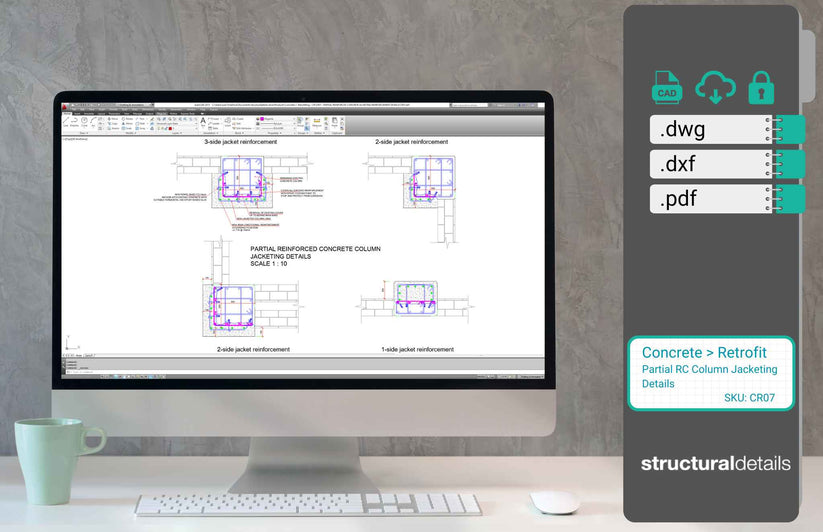 Partial Reinforced Concrete Column Jacketing CAD Details ...