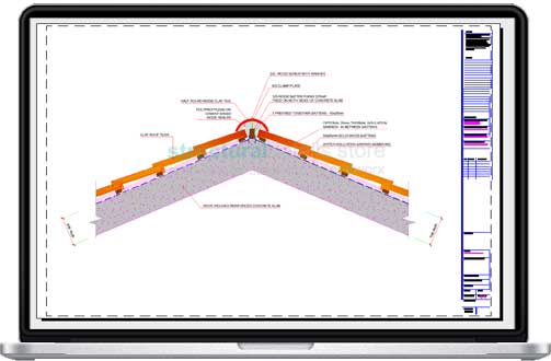 Concrete Roof Slab Ridge Clay Tiles Detail