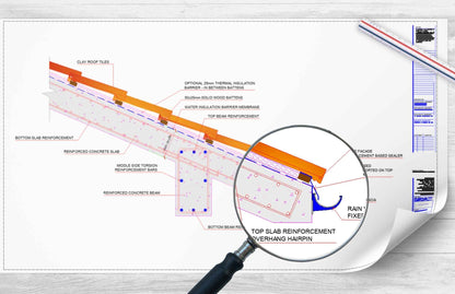 Concrete Roof Slab Eaves Overhang Clay Tiles Detail