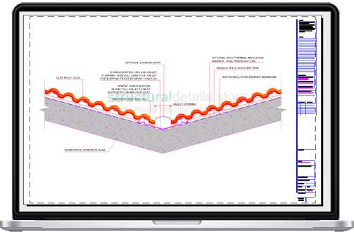 Concrete Roof Slab Valley Clay Tiles Detail