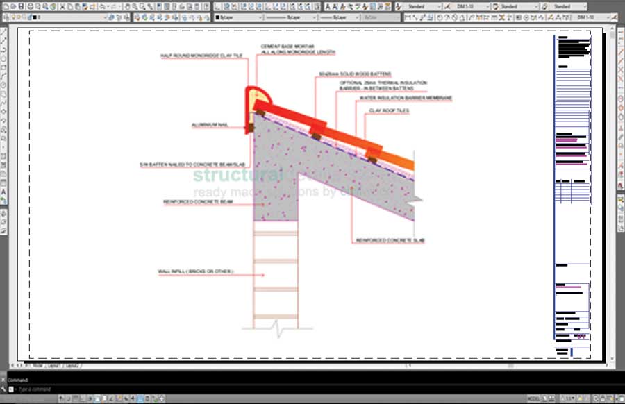 Mono Ridge Reinforced Concrete Roof structural CAD drawings - structuraldetails