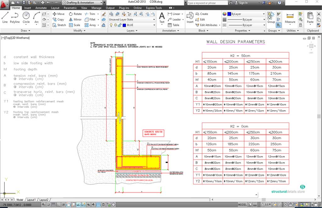 Eccentric Footing Constant Width Retaining Wall Design