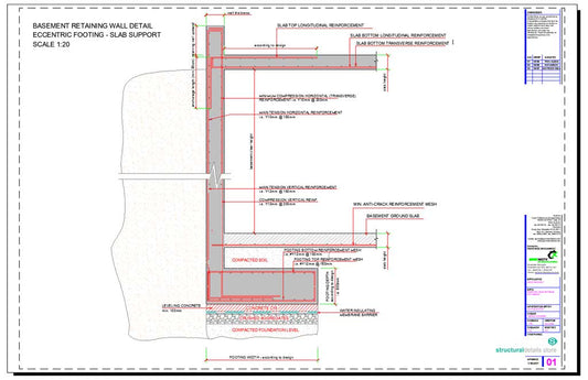 Basement Retaining Wall with Eccentric Footing