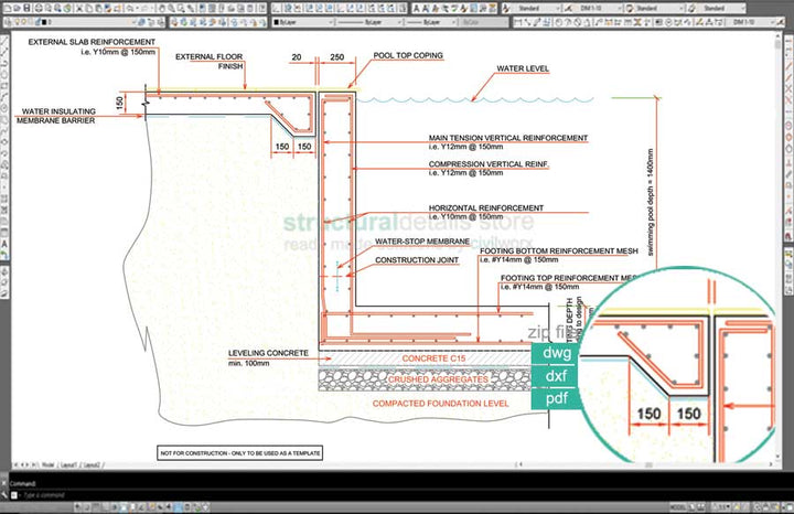 Pool Riser Drawings Swimming Pools CAD detailed drawings - structuraldeatils ...