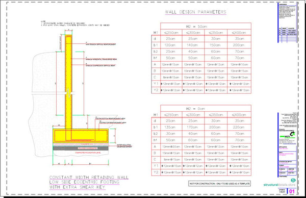 Retaining Wall with Shear Key Eccentric Footing Design - structuraldetails