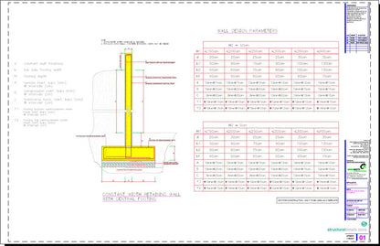 Constant Width Cantilever Retaining Wall Central Footing Design